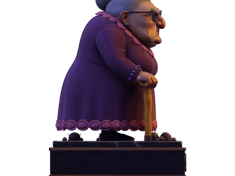 Elderly Woman Stylized 3D Sculpture Character Figurine HighDetail Collectible 3D Print Model