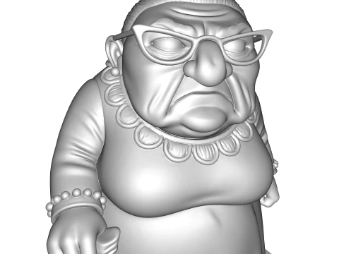 Elderly Woman Stylized 3D Sculpture Character Figurine HighDetail Collectible 3D Print Model