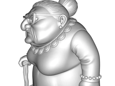 Elderly Woman Stylized 3D Sculpture Character Figurine HighDetail Collectible 3D Print Model