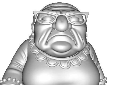 Elderly Woman Stylized 3D Sculpture Character Figurine HighDetail Collectible 3D Print Model
