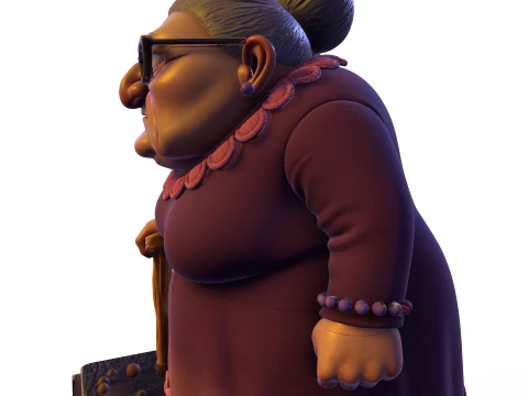 Elderly Woman Stylized 3D Sculpture Character Figurine HighDetail Collectible 3D Print Model