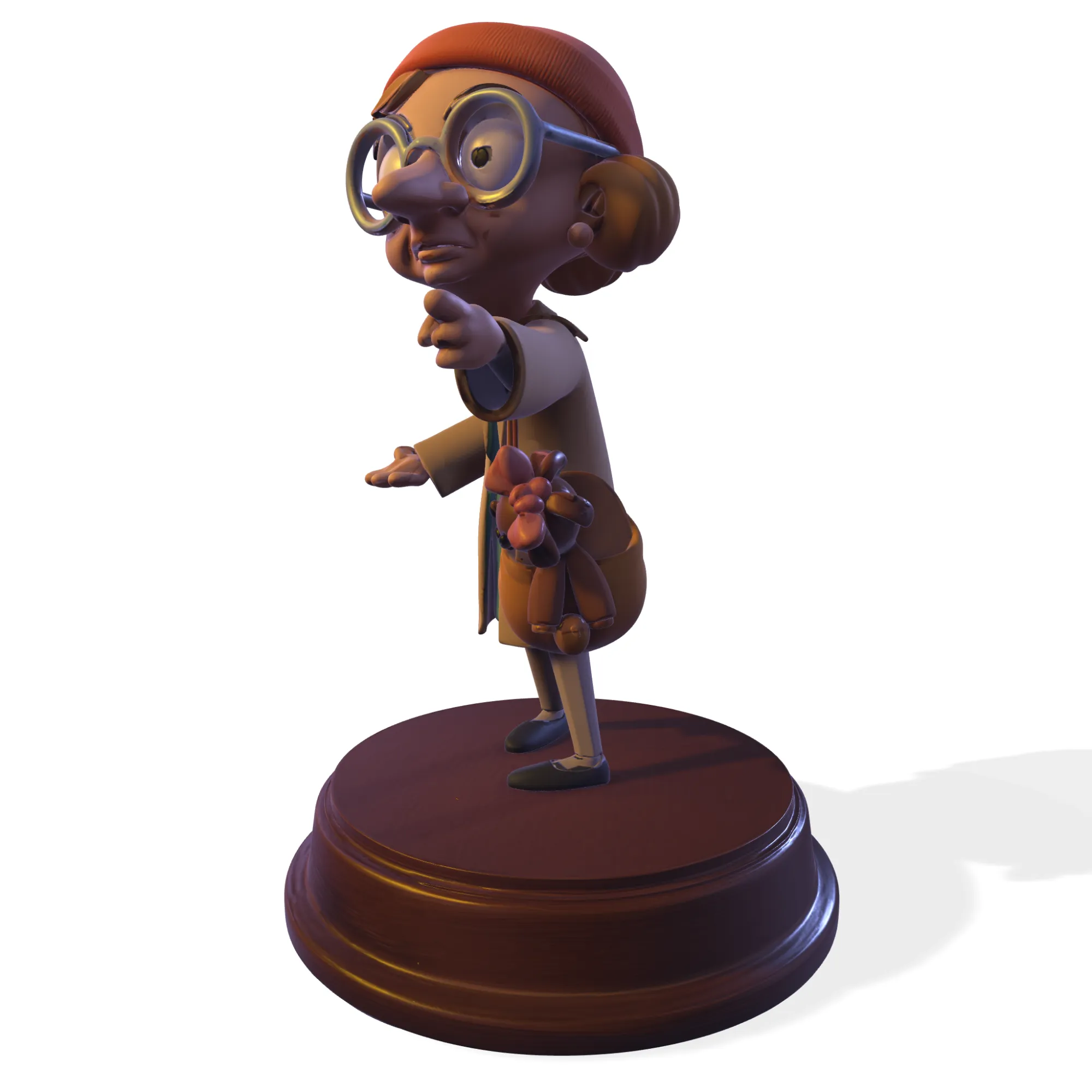 PBR stylized elderly traveler 3D figurine 3D Print Model .c4d .max .obj .3ds .fbx .stl .blend 