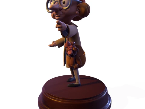 PBR stylized elderly traveler 3D figurine 3D Print Model