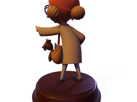 PBR stylized elderly traveler 3D figurine 3D Print Model