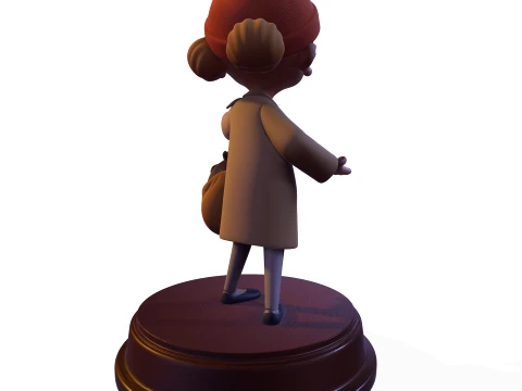PBR stylized elderly traveler 3D figurine 3D Print Model