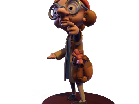 PBR stylized elderly traveler 3D figurine 3D Print Model