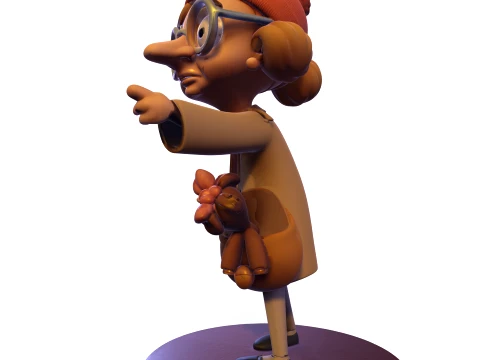 PBR stylized elderly traveler 3D figurine 3D Print Model