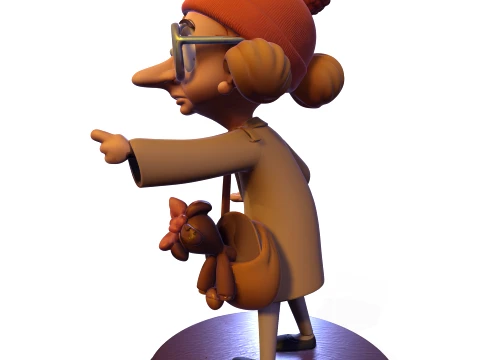 PBR stylized elderly traveler 3D figurine 3D Print Model
