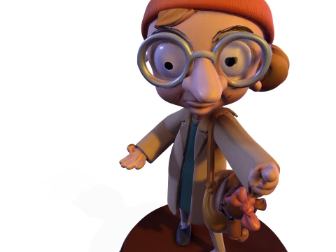 PBR stylized elderly traveler 3D figurine 3D Print Model