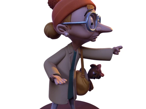 PBR stylized elderly traveler 3D figurine 3D Print Model