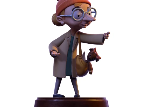 PBR stylized elderly traveler 3D figurine 3D Print Model