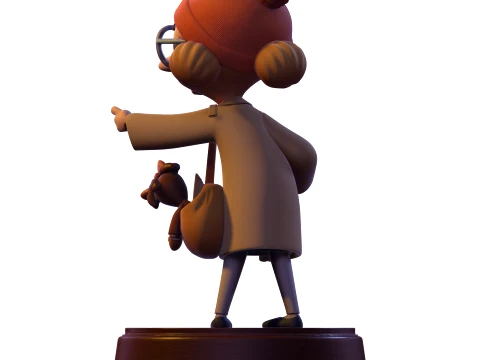 PBR stylized elderly traveler 3D figurine 3D Print Model