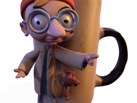 Stylized Character Mug 3D Figurine Surreal Sculpture Collectible Model 3D Print Model