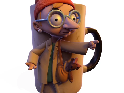Stylized Character Mug 3D Figurine Surreal Sculpture Collectible Model 3D Print Model