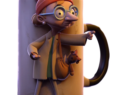 Stylized Character Mug 3D Figurine Surreal Sculpture Collectible Model 3D Print Model