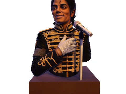 Realistische MJ PBR Pop King Performing B&uuml;ste 3D Druckmodell