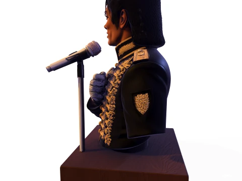 Realistic MJ PBR Pop King Performing Bust 3D Print Model