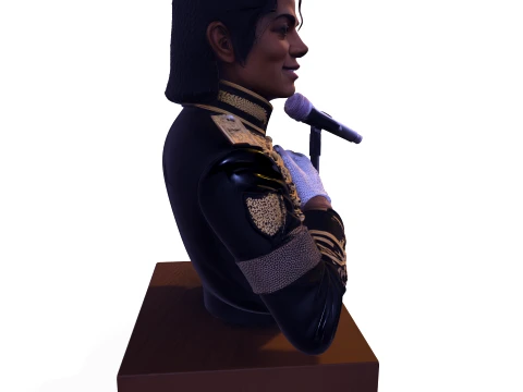 Realistic MJ PBR Pop King Performing Bust 3D Print Model