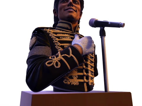 Realistic MJ PBR Pop King Performing Bust 3D Print Model