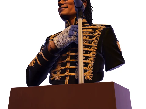 Realistic MJ PBR Pop King Performing Bust 3D Print Model