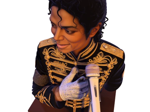 Realistic MJ PBR Pop King Performing Bust 3D Print Model