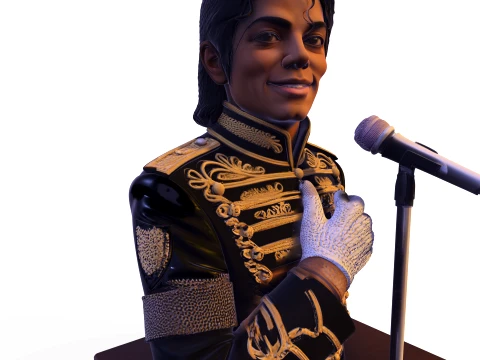 Realistic MJ PBR Pop King Performing Bust 3D Print Model