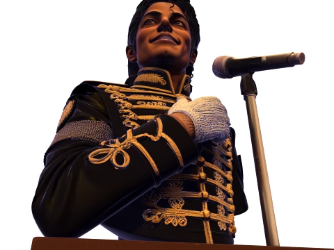Realistic MJ PBR Pop King Performing Bust 3D Print Model
