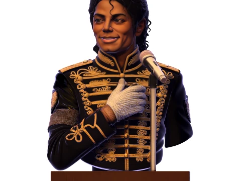 Realistic MJ PBR Pop King Performing Bust 3D Print Model