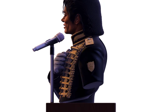 Realistic MJ PBR Pop King Performing Bust 3D Print Model