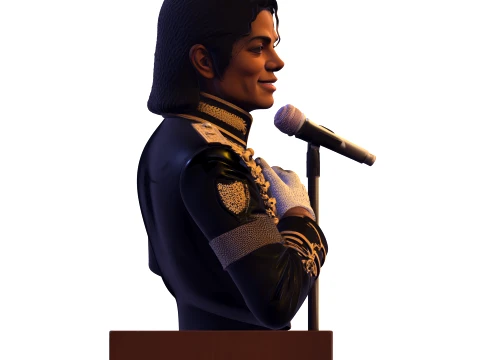 Realistic MJ PBR Pop King Performing Bust 3D Print Model
