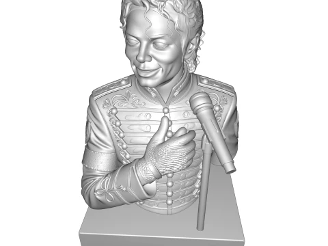 Realistic MJ PBR Pop King Performing Bust 3D Print Model