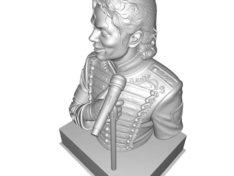Realistic MJ PBR Pop King Performing Bust 3D Print Model