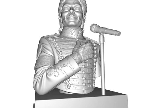 Realistic MJ PBR Pop King Performing Bust 3D Print Model