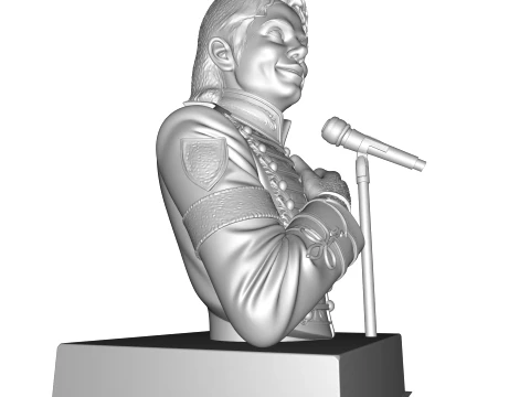 Realistic MJ PBR Pop King Performing Bust 3D Print Model