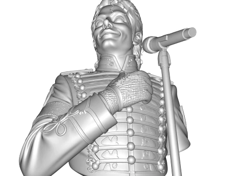 Realistic MJ PBR Pop King Performing Bust 3D Print Model