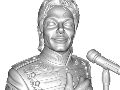 Realistic MJ PBR Pop King Performing Bust 3D Print Model