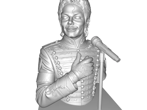 Realistic MJ PBR Pop King Performing Bust 3D Print Model