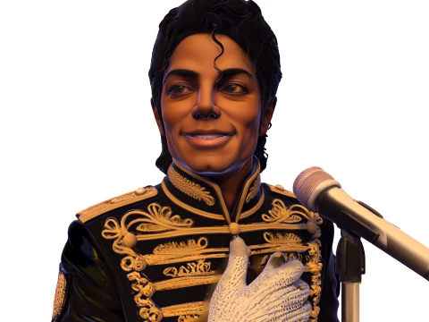 Realistic MJ PBR Pop King Performing Bust 3D Print Model