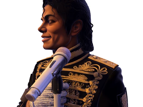 Realistic MJ PBR Pop King Performing Bust 3D Print Model