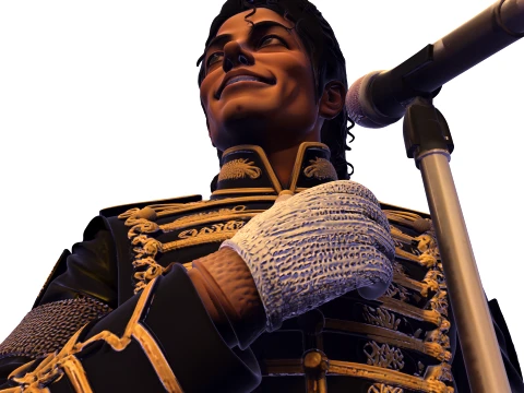 Realistic MJ PBR Pop King Performing Bust 3D Print Model