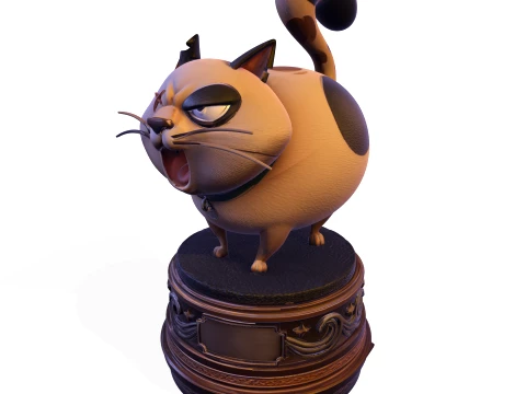Realistisch boos calico cartoon kat animatieserie huisdier standbeeld 3D printmodel