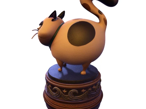 Realistic Angry Calico Cartoon Cat Animated Series Pet Statue 3D Print Model
