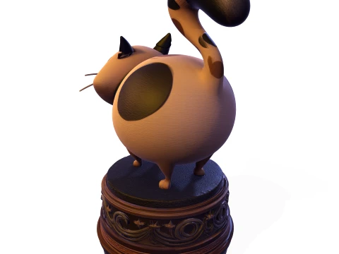 Realistic Angry Calico Cartoon Cat Animated Series Pet Statue 3D Print Model