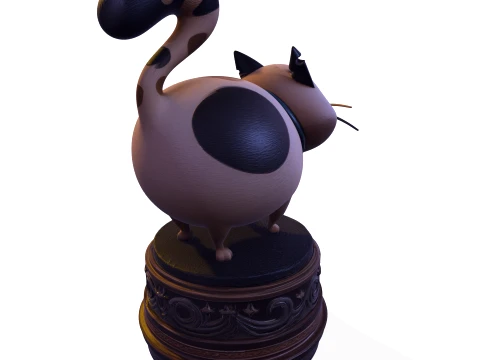 Realistic Angry Calico Cartoon Cat Animated Series Pet Statue 3D Print Model