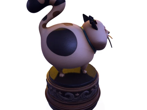 Realistic Angry Calico Cartoon Cat Animated Series Pet Statue 3D Print Model