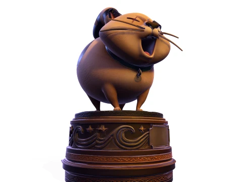 Realistic Angry Calico Cartoon Cat Animated Series Pet Statue 3D Print Model