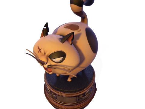 Realistic Angry Calico Cartoon Cat Animated Series Pet Statue 3D Print Model