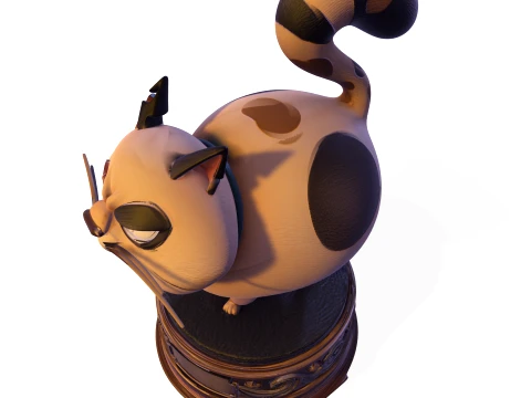 Realistic Angry Calico Cartoon Cat Animated Series Pet Statue 3D Print Model