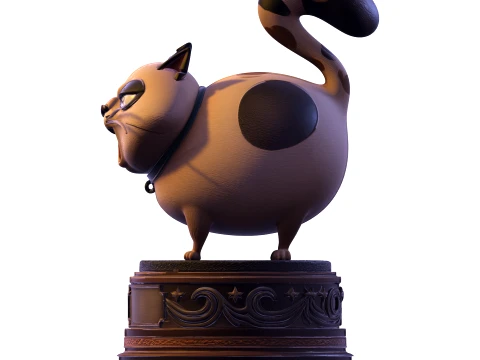 Realistic Angry Calico Cartoon Cat Animated Series Pet Statue 3D Print Model
