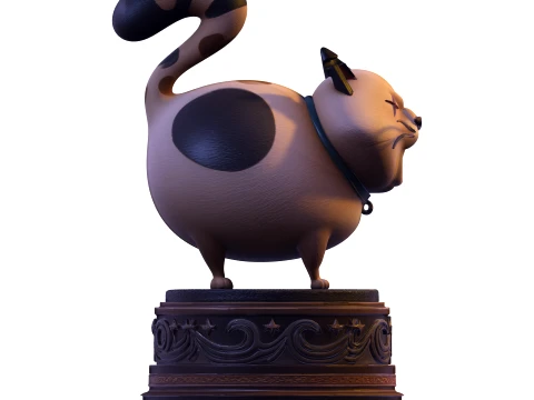 Realistic Angry Calico Cartoon Cat Animated Series Pet Statue 3D Print Model